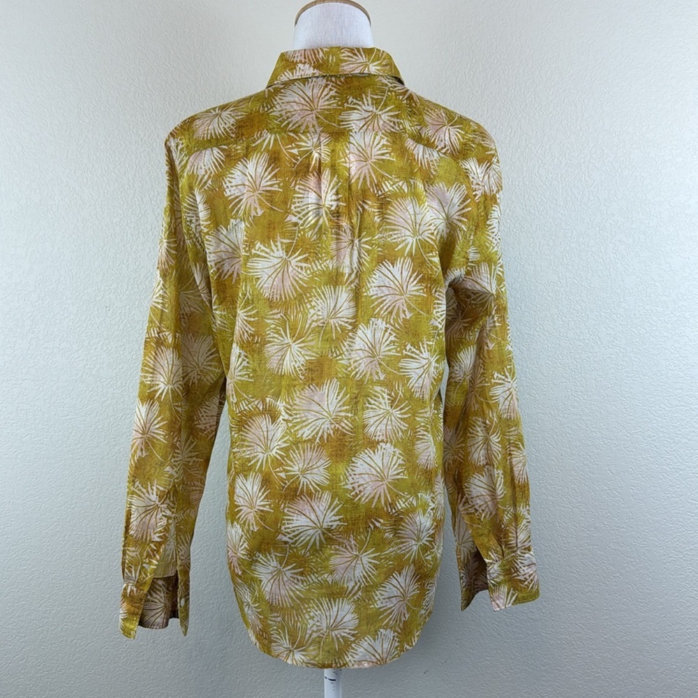Hartford 100% Cotton Yellow Button Down Shirt with Tie Front Medium - Picture 6 of 10